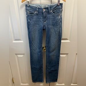 ARIAT R.E.A.L Mid Rise Arrow Gianna Straight Leg Jeans Stryker Medium Wash 28L